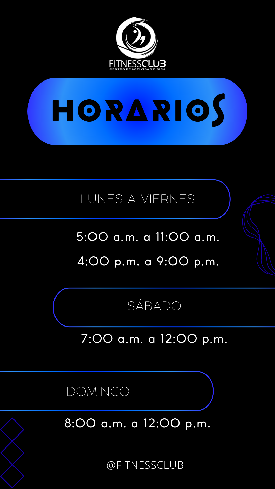Horarios Fitness Club Tunja